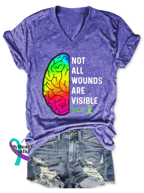 Not All Wounds Are Visible Art Print Casual T-Shirt Purple / S