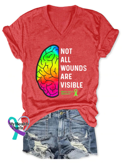 Not All Wounds Are Visible Art Print Casual T-Shirt Red / S