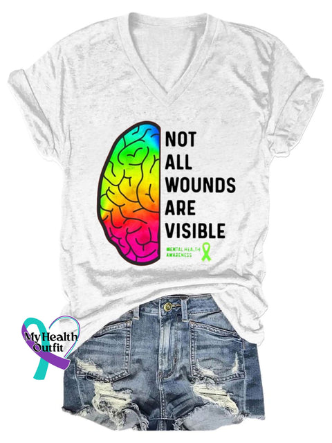 Not All Wounds Are Visible Art Print Casual T-Shirt White / S