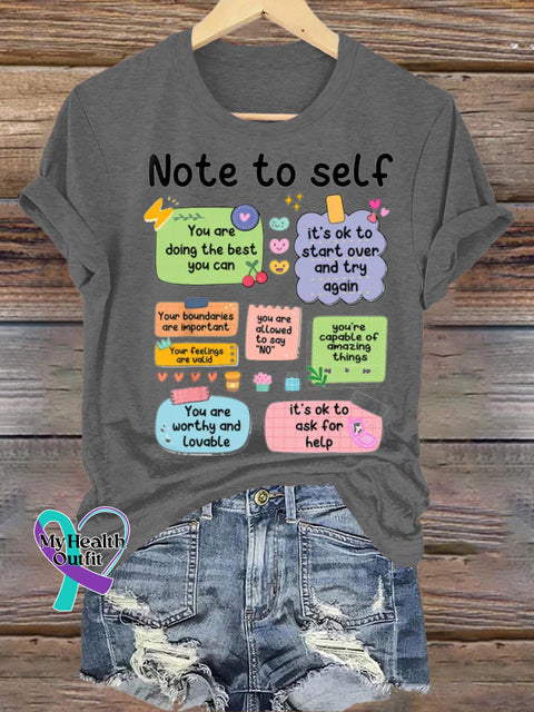 Note To Self Crew Neck Casual Short Sleeve Grey / S