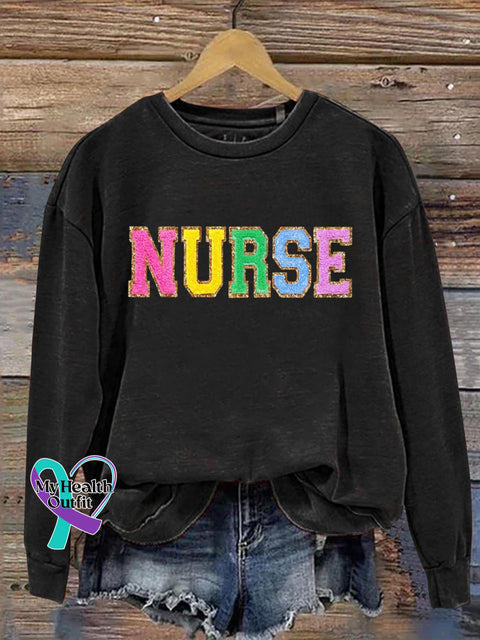 Nurse Art Print Pattern Casual Sweatshirt Black / S