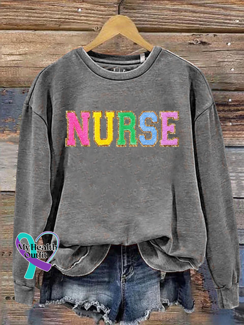 Nurse Art Print Pattern Casual Sweatshirt Grey / S
