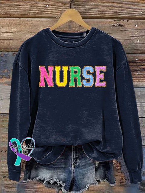 Nurse Art Print Pattern Casual Sweatshirt Navy / S