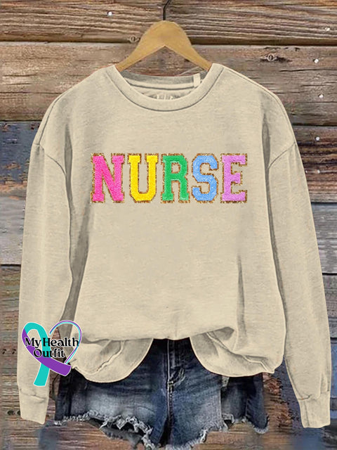 Nurse Art Print Pattern Casual Sweatshirt Sand / S