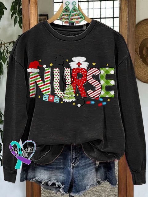 Nurse Coquette Christmas Casual Sweatshirt Black / S