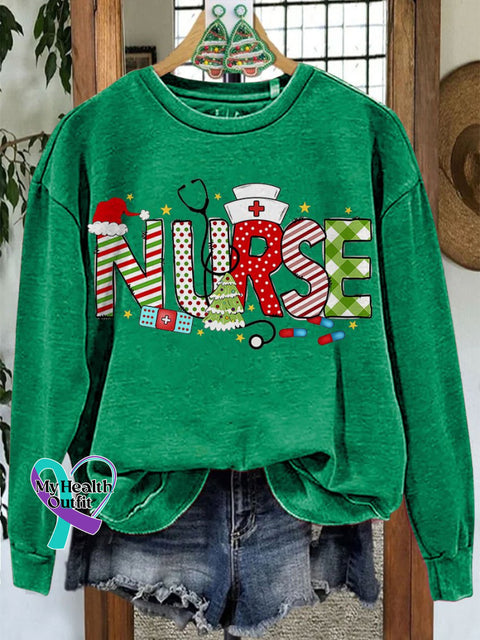 Nurse Coquette Christmas Casual Sweatshirt Green / S