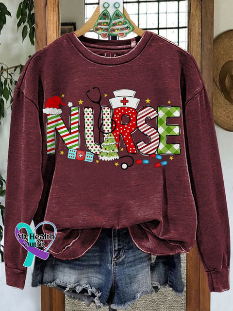 Nurse Coquette Christmas Casual Sweatshirt Maroon / S