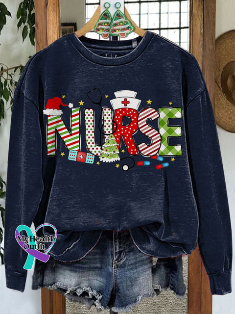 Nurse Coquette Christmas Casual Sweatshirt Navyblue / S