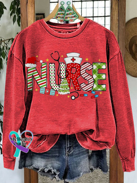 Nurse Coquette Christmas Casual Sweatshirt Red / S