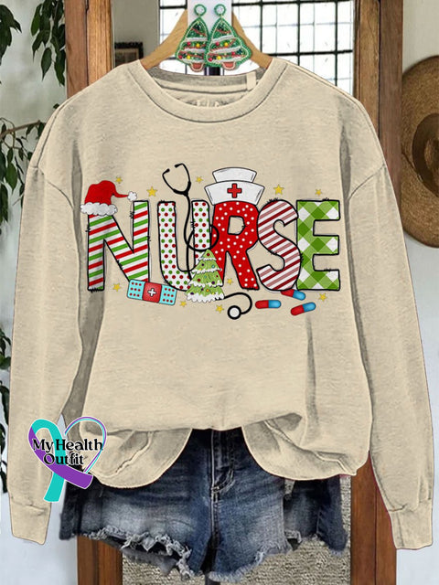 Nurse Coquette Christmas Casual Sweatshirt Sand / S