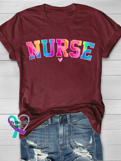 Nurse Leopard Print Colorful Printing T-Shirt Red / S
