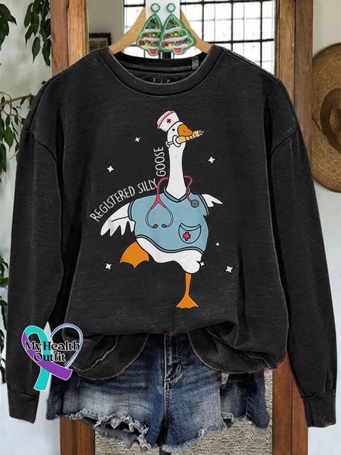 Nurse Silly Goose Nursing Student Casual Sweatshirt Black / S