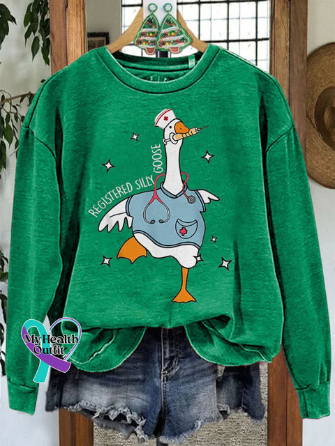 Nurse Silly Goose Nursing Student Casual Sweatshirt Green / S