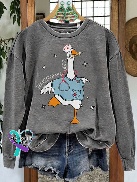 Nurse Silly Goose Nursing Student Casual Sweatshirt Grey / S