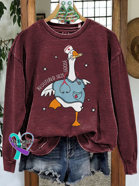 Nurse Silly Goose Nursing Student Casual Sweatshirt Maroon / S
