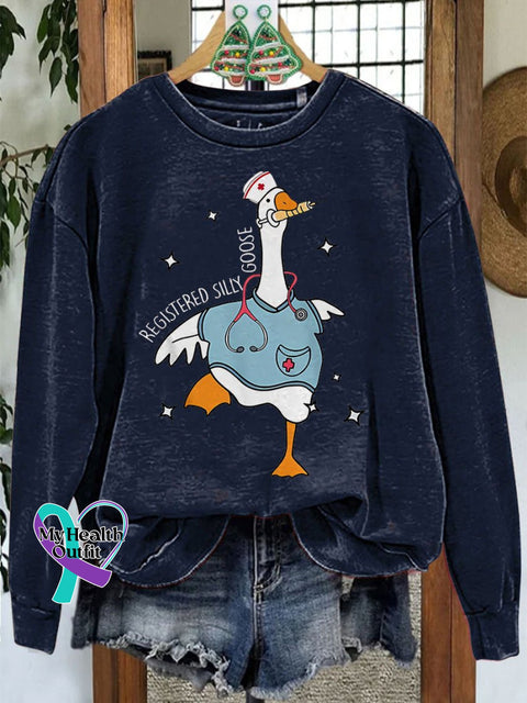 Nurse Silly Goose Nursing Student Casual Sweatshirt Navyblue / S