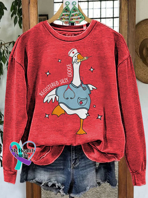 Nurse Silly Goose Nursing Student Casual Sweatshirt Red / S