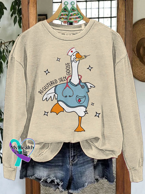 Nurse Silly Goose Nursing Student Casual Sweatshirt Sand / S