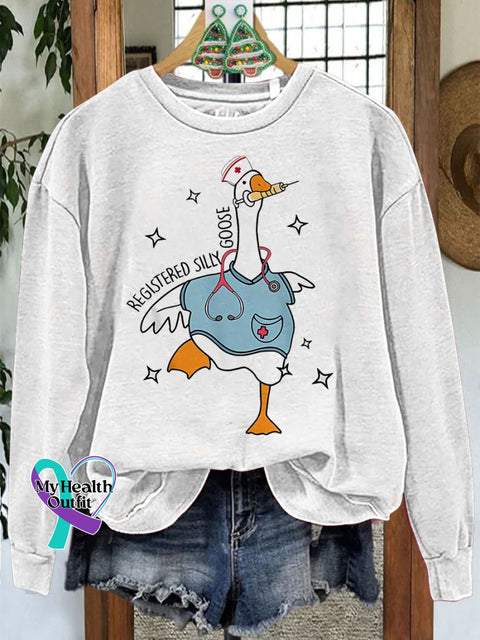 Nurse Silly Goose Nursing Student Casual Sweatshirt White / S