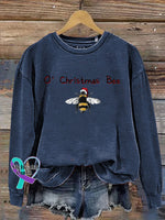 O’ Christmas Bee Print Casual Sweatshirt Blue / S