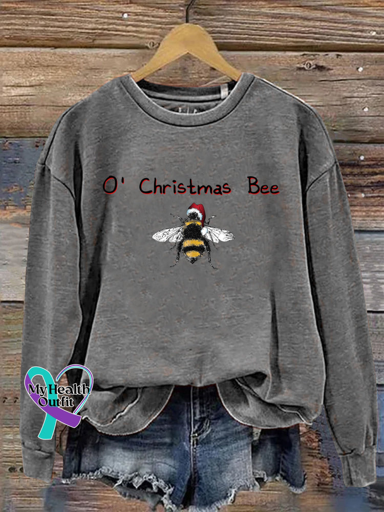 O’ Christmas Bee Print Casual Sweatshirt Grey / S