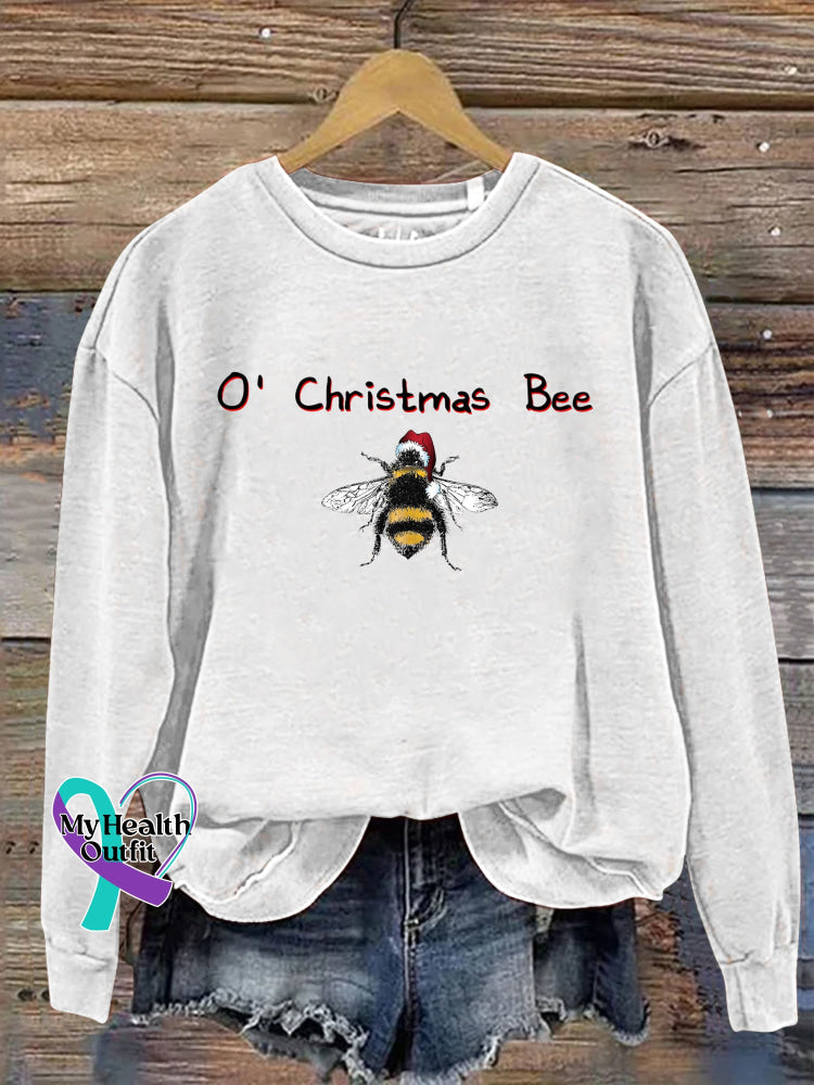 O’ Christmas Bee Print Casual Sweatshirt White / S