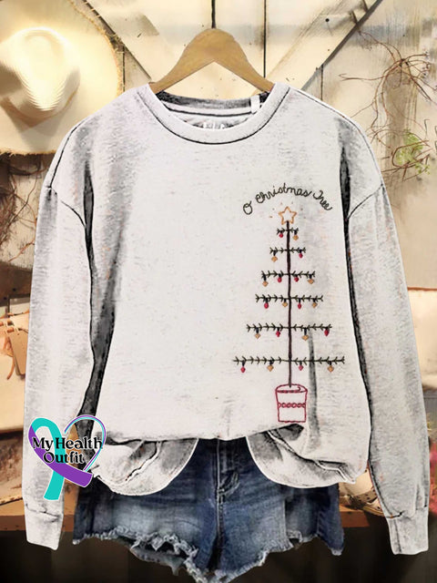 O Christmas Tree Casual Cotton Sweatshirt Multicolor / S