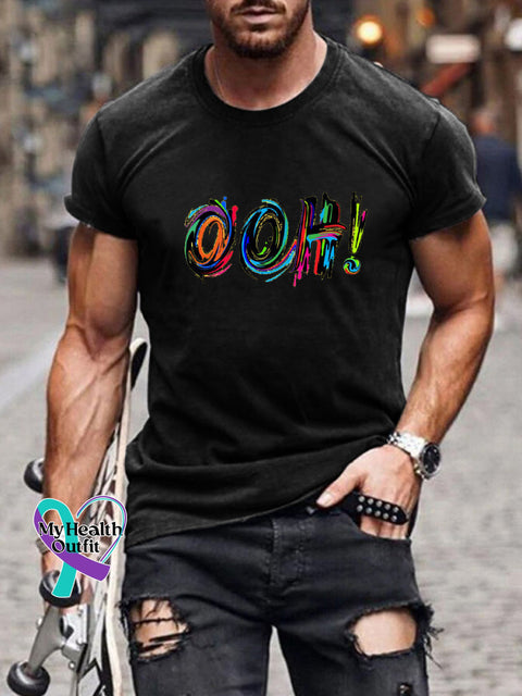 OHH Printed Men’s Casual Round Neck Short Sleeve T-Shirt Black / S