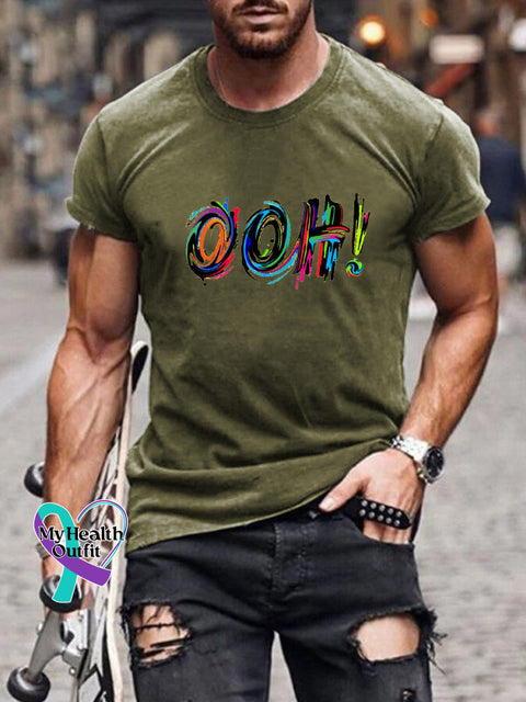 OHH Printed Men’s Casual Round Neck Short Sleeve T-Shirt OliveGreen / S