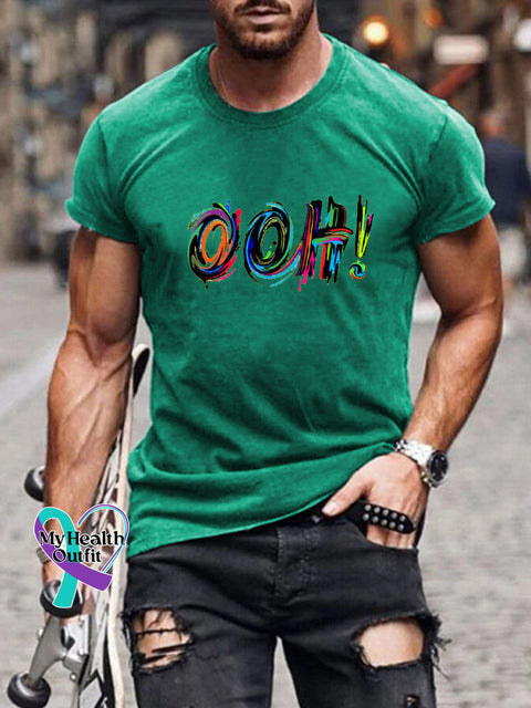 OHH Printed Men’s Casual Round Neck Short Sleeve T-Shirt Turquoise / S