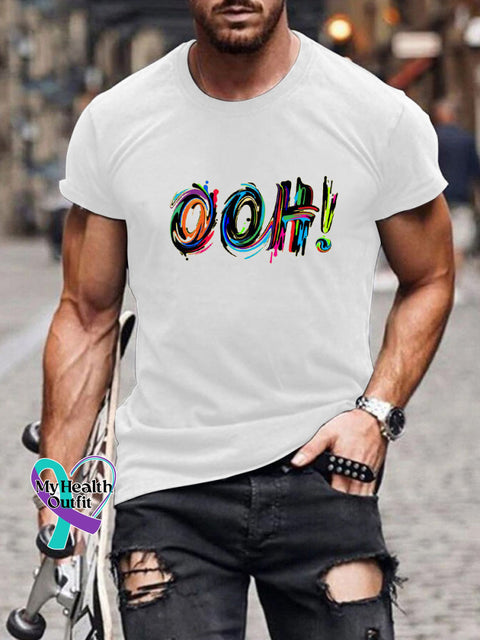 OHH Printed Men’s Casual Round Neck Short Sleeve T-Shirt White / S