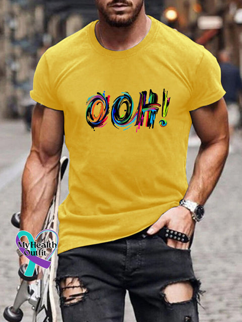 OHH Printed Men’s Casual Round Neck Short Sleeve T-Shirt Yellow / S