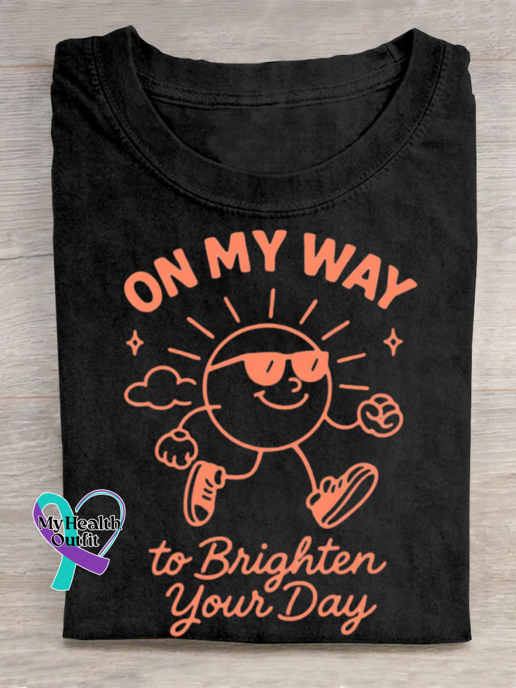 On My Way To Bright Your Day Art Print T-shirt Black / S
