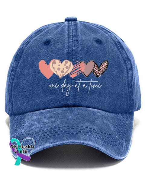 One Day At A Time Casual Baseball Cap Royal Blue / One-Size