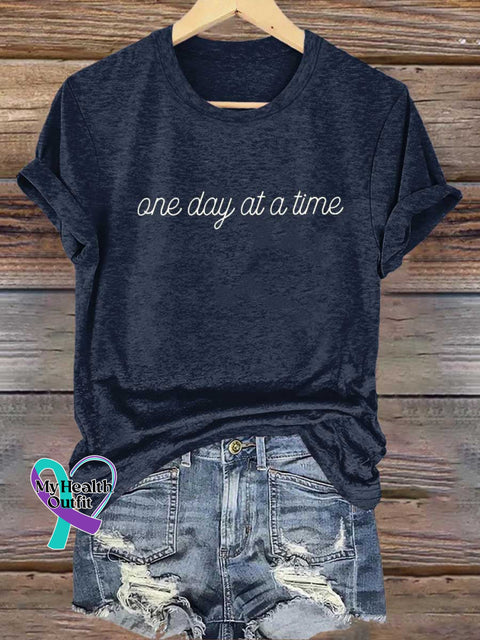 One Day At A Time Mental Health Awareness T-shirt Blue / S