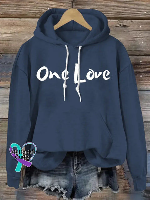 One Love Art Print Casual Hoodie Sweatshirt Blue / S