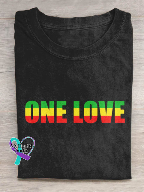 One Love Rainbow Art Print Design T-Shirt Black / S
