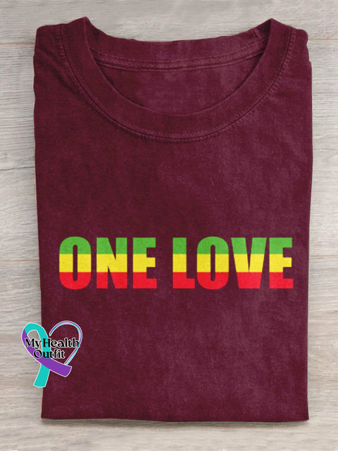One Love Rainbow Art Print Design T-Shirt Maroon / S