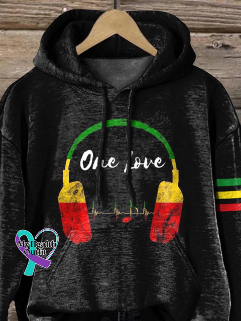 ’One Love’ Reggae Inspired Graphic Printed Casual Hoodie Sweatshirt