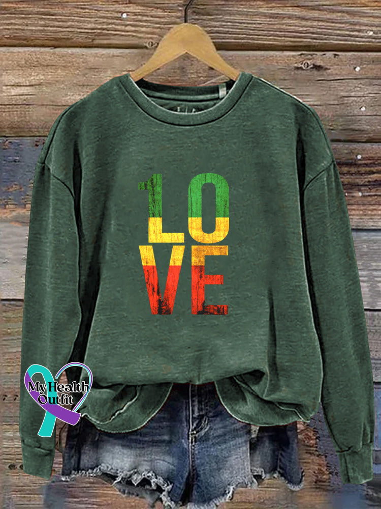 One Love Retro Reggae Casual Sweatshirt Green / S