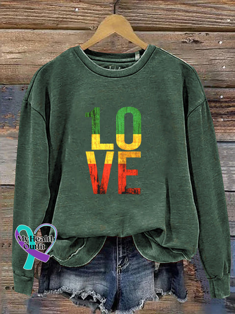 One Love Retro Reggae Casual Sweatshirt Green / S