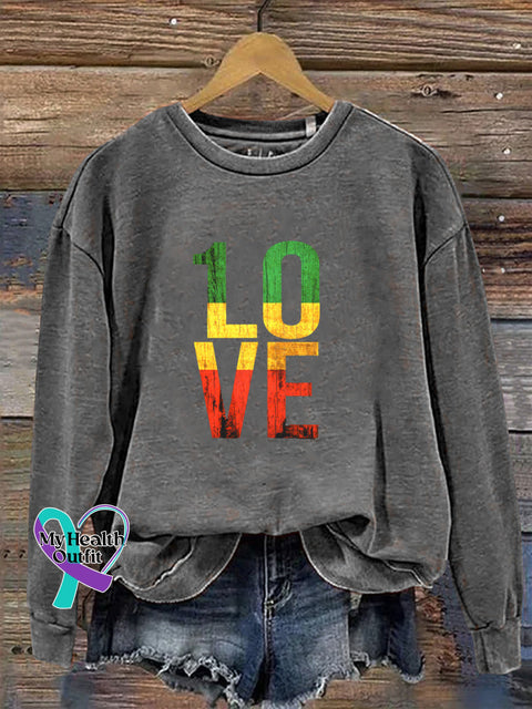 One Love Retro Reggae Casual Sweatshirt Grey / S