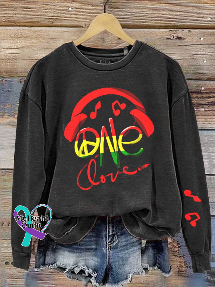 One Love Retro Reggae Casual Sweatshirt Multicolor / S