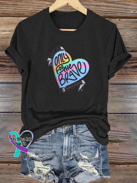 Only For The Brave Printed Casual Crew Neck Short Sleeve T-Shirt Black / S