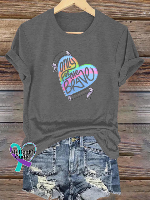 Only For The Brave Printed Casual Crew Neck Short Sleeve T-Shirt Grey / S