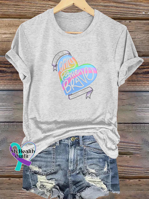 Only For The Brave Printed Casual Crew Neck Short Sleeve T-Shirt White / S