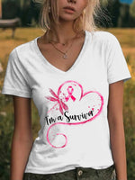 I'm A Survivor Dragonfly V-neck Casual T-shirt