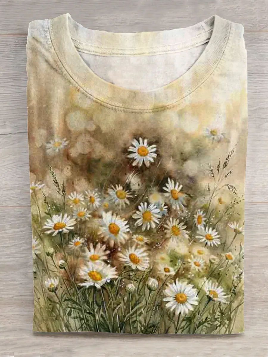 Daisies Floral Print Shirt, Healing Shirt, Art Gift
