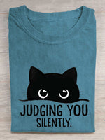 Judging You Silently Cat Art Print T-shirt
