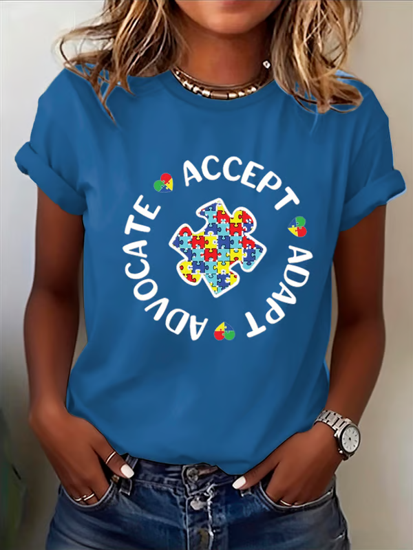 Accept, Adapt, Advocate Autism Awareness Print T-shirt